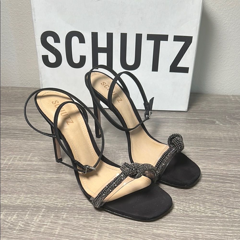 Schutz PEAKY NUBUCK & VINYL SANDAL Shoes